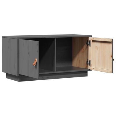 vidaXL Mobile Porta TV Grigio 80x34x40 cm in Legno Massello di Pino