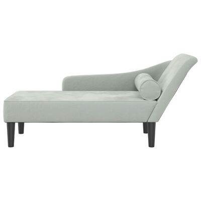 vidaXL Chaise Longue con Cuscini Grigio Chiaro in Velluto