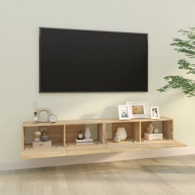 vidaXL Mobili TV Muro 2pz Rovere Sonoma 100x30x30 cm Legno Multistrato