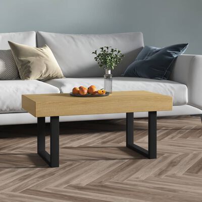 vidaXL Tavolino Salotto Marrone Chiaro e Nero 90x45x40 cm MDF e Ferro