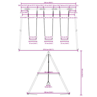 vidaXL Set Altalene da Esterno 3 pz