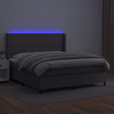 vidaXL Giroletto Molle con Materasso e LED Grigio 160x200cm Similpelle