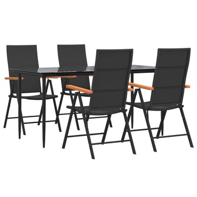 vidaXL Set da Pranzo da Giardino 5 pz Nero e Marrone in Polyrattan