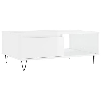 vidaXL Tavolino Salotto Bianco Lucido 90x60x35 cm in Legno Multistrato