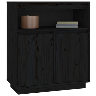 vidaXL Credenza Nera 70x34x80 cm in Legno Massello di Pino