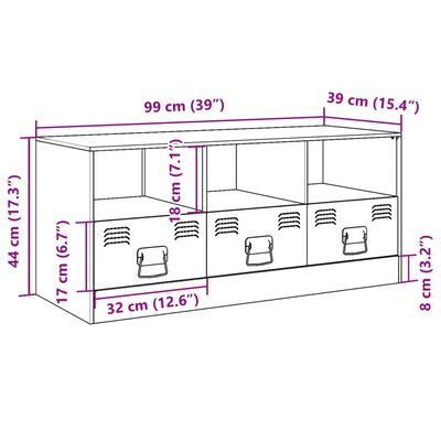 vidaXL Mobile Porta TV Rosa 99x39x44 cm in Acciaio