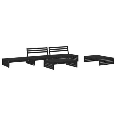 vidaXL Set Divani da Giardino 5 pz con Cuscini in Legno Massello Nero