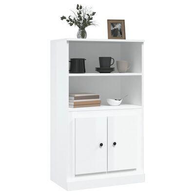 vidaXL Credenza Bianco Lucido 60x35,5x103,5 cm in Legno Multistrato