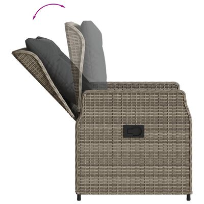 vidaXL Set da Bistrò 3 pz con Cuscini Grigio in Polyrattan