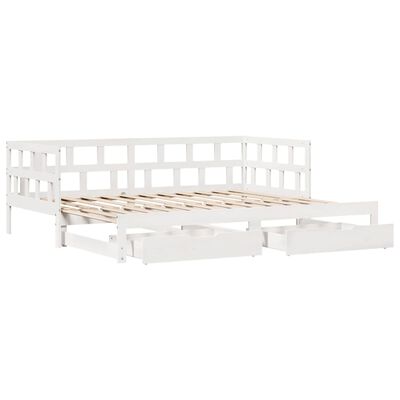 vidaXL Dormeuse Letto Estraibile e Cassetti Bianco 90x190cm Legno Pino