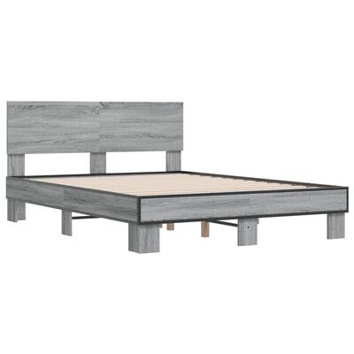 vidaXL Giroletto Grigio Sonoma 140x190 cm in Legno Multistrato Metallo