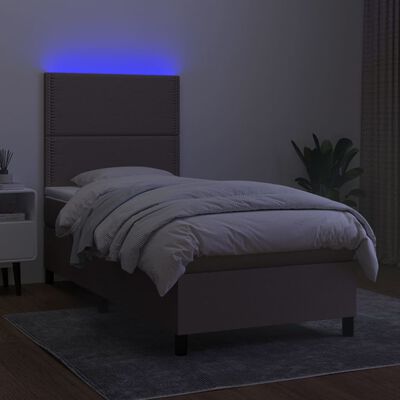 vidaXL Letto a Molle con Materasso e LED Tortora 100x200cm in Tessuto