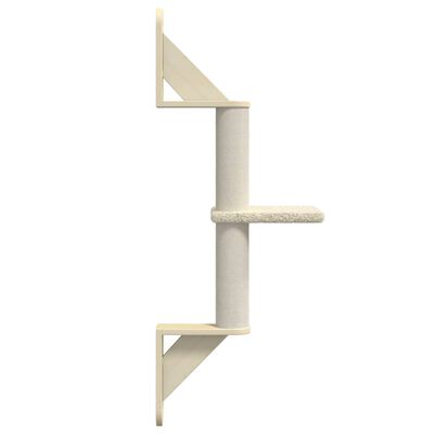 vidaXL Albero per Gatti con Tiragraffi a Parete Crema 85,5 cm