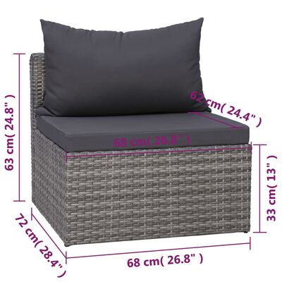 vidaXL Set Divani da Giardino 8 pz con Cuscini in Polyrattan Grigio