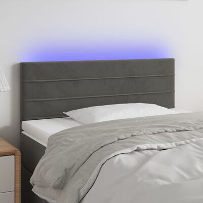 vidaXL Testiera a LED Grigio Scuro 100x5x78/88 cm in Velluto