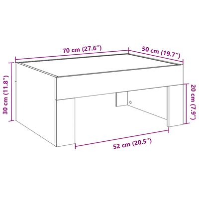 vidaXL Tavolino da Salotto con LED Infinity Rovere Sonoma 70x50x30 cm