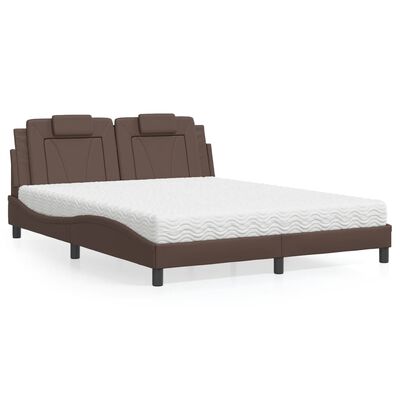 vidaXL Letto con Materasso Marrone 160x200cm in Similpelle