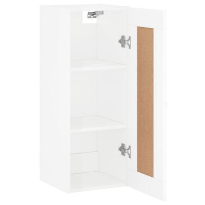 vidaXL Mobile Parete Bianco Lucido 34,5x34x90 cm in Legno Multistrato