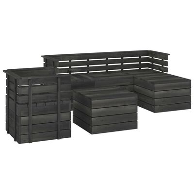 vidaXL Set Divani da Giardino su Pallet 6 pz Legno Pino Grigio Scuro