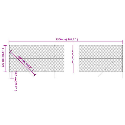 vidaXL Recinzione a Rete Antracite 2,2x25 m