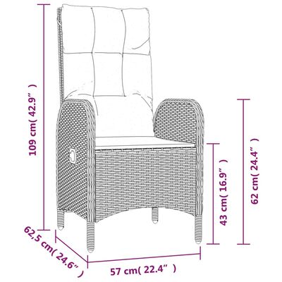 vidaXL Set da Pranzo da Giardino 5 pz Nero con Cuscini in Polyrattan