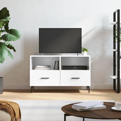 vidaXL Mobile Porta TV Bianco Lucido 80x36x50 cm in Legno Multistrato