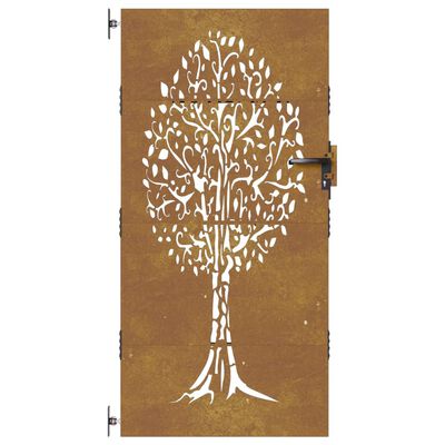 vidaXL Cancello da Giardino 85x200 cm in Acciaio Corten Design Albero