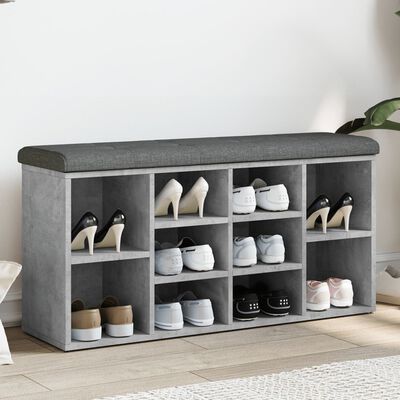 vidaXL Panca Porta Scarpe Grigio Cemento 102x32x50cm Legno Multistrato