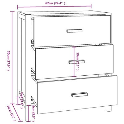 vidaXL Credenza Nera 62x38x70 cm in Legno Multistrato