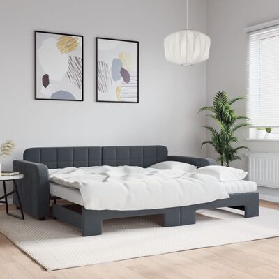 vidaXL Divano Letto Estraibile Materassi Grigio Scuro 90x200cm Velluto