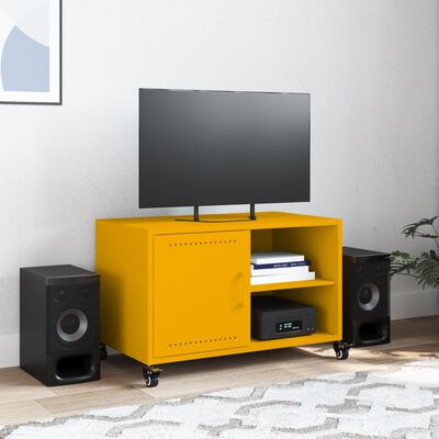 vidaXL Mobile TV Giallo Senape 68x39x43,5 cm in Acciaio