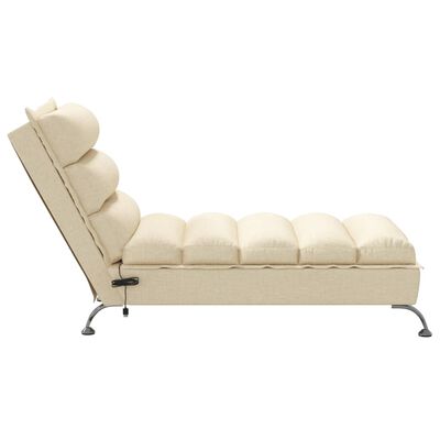 vidaXL Chaise Longue Massaggi con Cuscini Crema in Tessuto