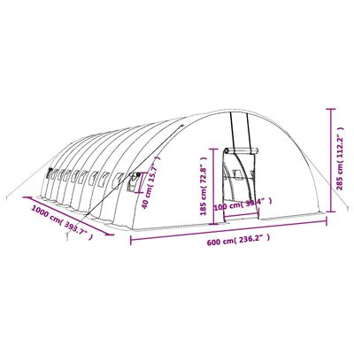 vidaXL Serra con Telaio in Acciaio Verde 60 m² 10x6x2,85 m