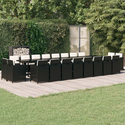 vidaXL Set da Pranzo da Giardino 21 pz con Cuscini in Polyrattan Nero