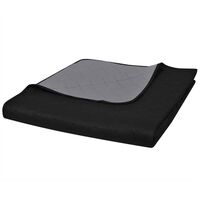 Oboustranný prošívaný přehoz na postel černo-šedý 170 x 210 cm