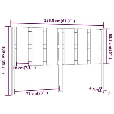 vidaXL Testiera per Letto ambra 155,5x4x100 cm Legno Massello di Pino