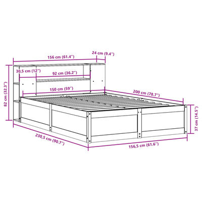 vidaXL Giroletto senza Materasso Bianco 150x200 cm Legno Massello Pino