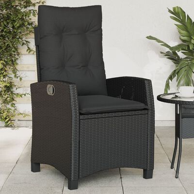 vidaXL Sedie Reclinabili da Giardino 2 pz con Cuscini Nero Polyrattan