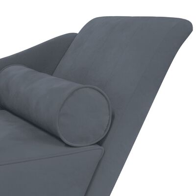 vidaXL Chaise Longue con Cuscini Grigio Scuro in Velluto