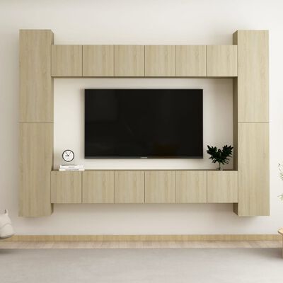 vidaXL Set di Mobili Porta TV 10 pz Rovere Sonoma in Legno Multistrato