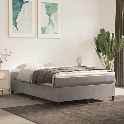 vidaXL Giroletto a Molle con Materasso Grigio Chiaro 140x190cm Velluto