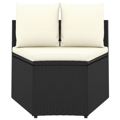 vidaXL Set Divani da Giardino 7 pz con Cuscini in Polyrattan Nero