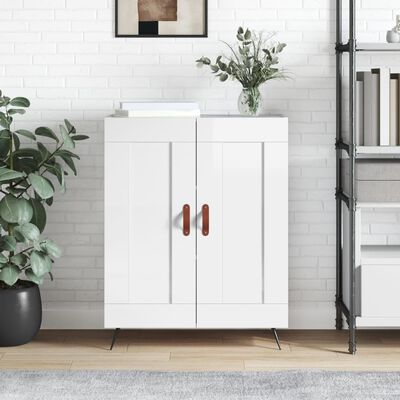 vidaXL Credenza 69,5x34x90 cm in Legno Multistrato Bianco Lucido