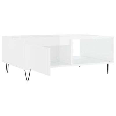 vidaXL Tavolino Salotto Bianco Lucido 90x60x35 cm in Legno Multistrato