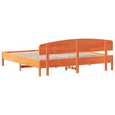 vidaXL Giroletto senza Materasso Marrone Cera 200x200 cm Legno di Pino