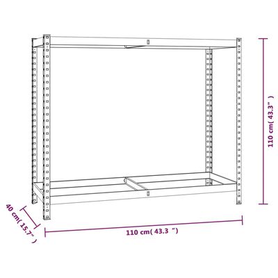 vidaXL Portapneumatici a 2 Livelli 4pz Argento 110x40x110cm in Acciaio