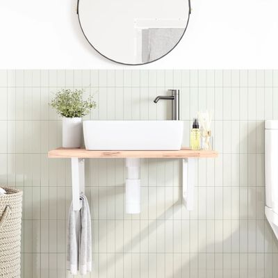 vidaXL Reggimensole per Lavabo 2 pz Bianche Trapezio in Acciaio