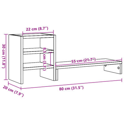 vidaXL Supporto Monitor con Organizzatore Legno Antico in Truciolato