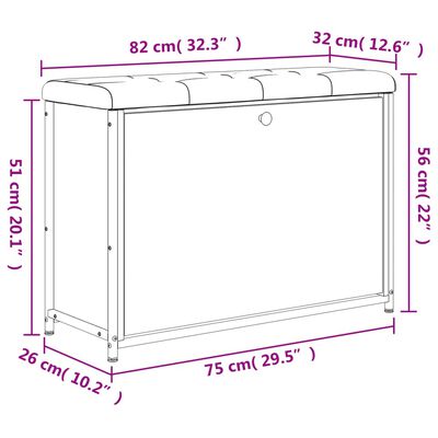 vidaXL Panca Portascarpe Cassetto Ribaltabile Rovere Fumo 82x32x56cm