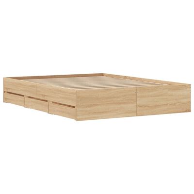 vidaXL Giroletto Cassetti Rovere Sonoma 150x200 cm Legno Multistrato